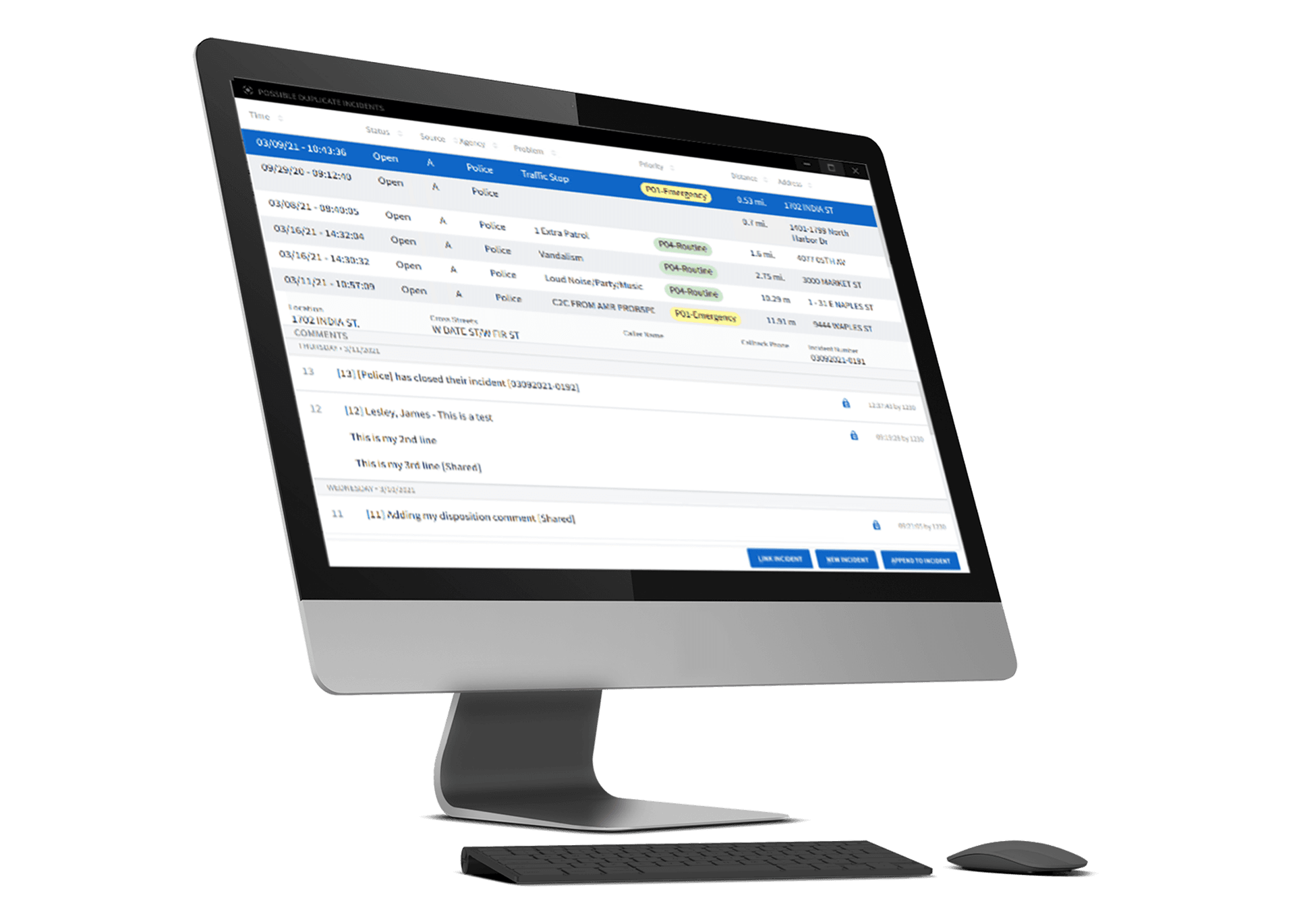 CentralSquare's CAD Enterprise solution shown on a desktop computer.